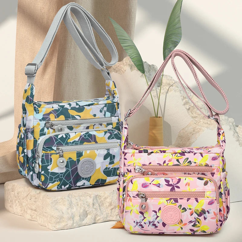 Graffiti Style Crossbody Shoulder Bag - Nylon Waterproof Handbag