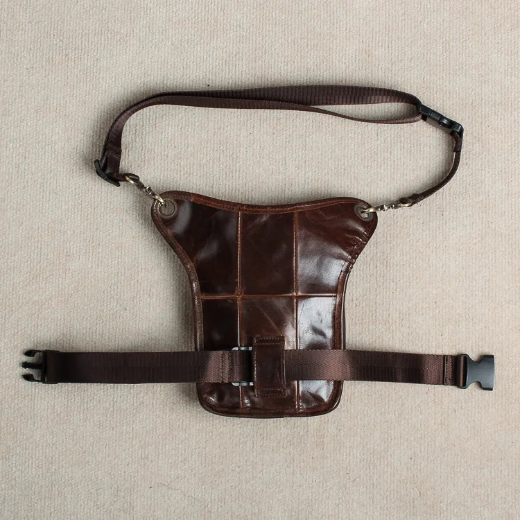 Grain Soft Leather Messenger Sling Bag Waist Belt Pack Leg Drop Bag