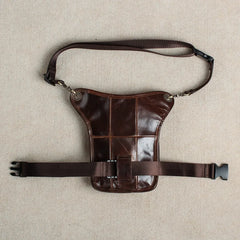 Grain Soft Leather Messenger Sling Bag Waist Belt Pack Leg Drop Bag