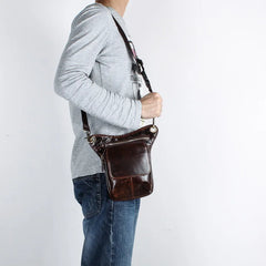 Grain Soft Leather Messenger Sling Bag Waist Belt Pack Leg Drop Bag