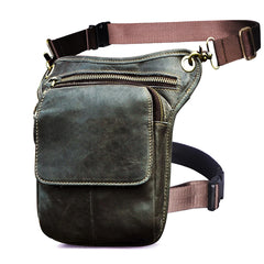 Grain Soft Leather Messenger Sling Bag Waist Belt Pack Leg Drop Bag