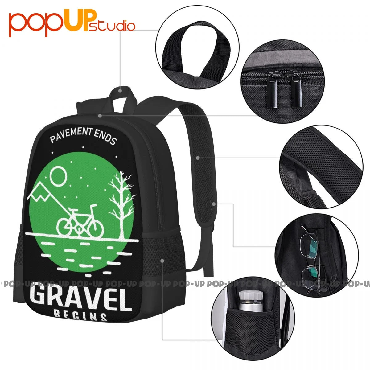 Vintage Moto Backpack Large Capacity 3D Printing Schoolbag