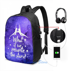 Rewrite the Stars Galaxy USB Charge Backpack Men Women Travel Laptop Bag