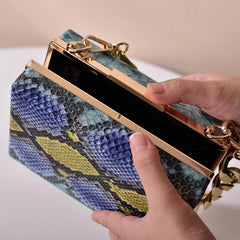 Green Clutch Purse Snake Print Handbag for Women Crossbody Bags Wallet