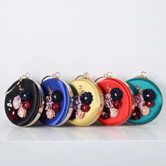 Green Clutch Round Bag Handbags for Wedding Applique Circle Shoulder Purse