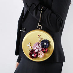Green Clutch Round Bag Handbags for Wedding Applique Circle Shoulder Purse