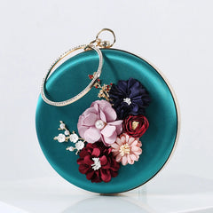 Green Clutch Round Bag Handbags for Wedding Applique Circle Shoulder Purse
