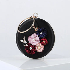Green Clutch Round Bag Handbags for Wedding Applique Circle Shoulder Purse