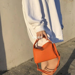 Small Leather Green Crossbody Bag Orange Purse Women's Shoulder Bag