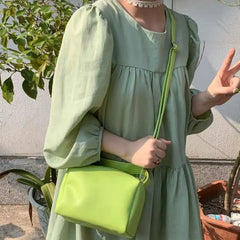 Small Leather Green Crossbody Bag Orange Purse Women's Shoulder Bag