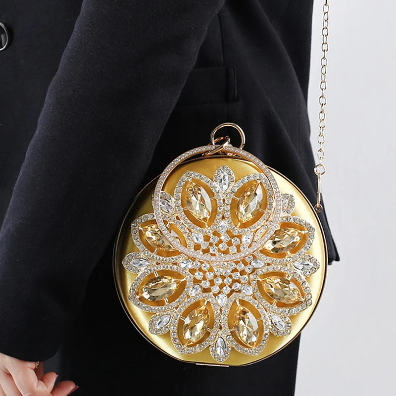 Green Crystal Clutch Purse Evening Rhinestone Top Handle Bags for Women