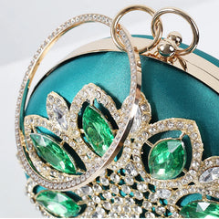 Green Crystal Clutch Purse Evening Rhinestone Top Handle Bags for Women