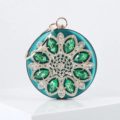 Green Crystal Clutch Purse Evening Rhinestone Top Handle Bags for Women
