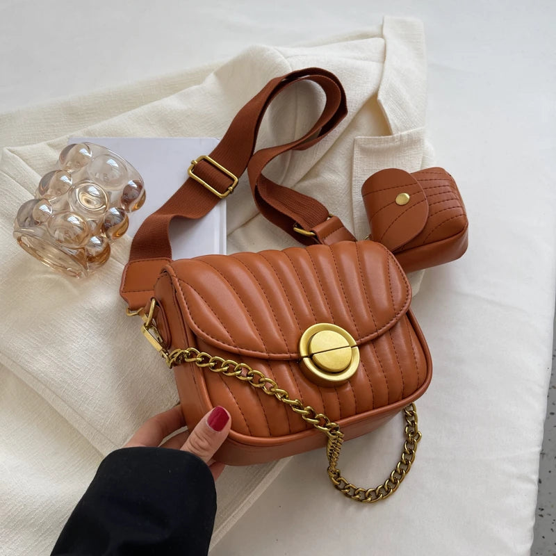 Green Shoulder Bag For Women Chain Handbags Small PU Leather Crossbody Bag