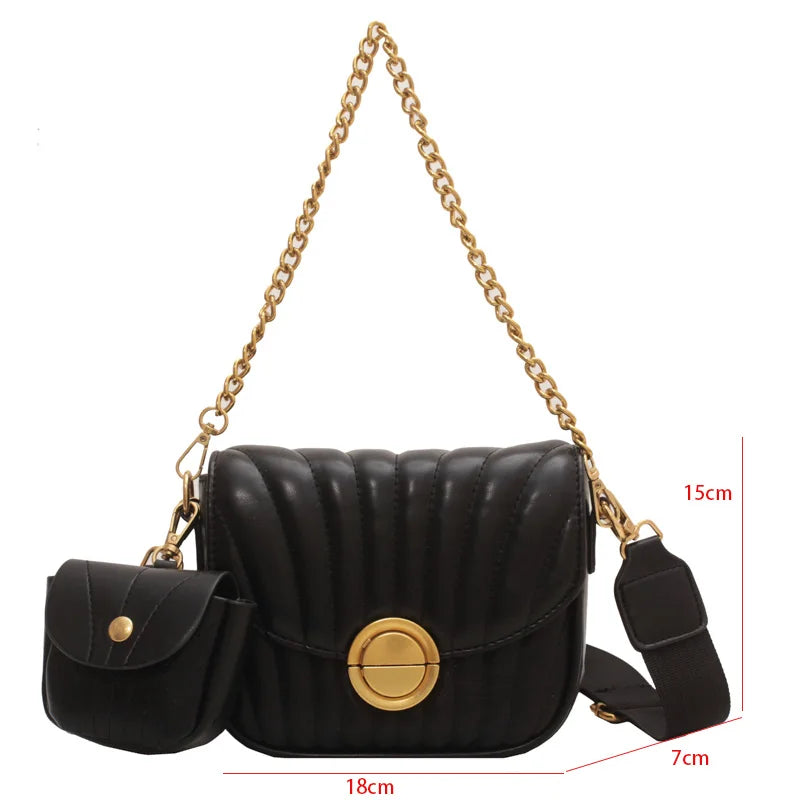 Green Shoulder Bag For Women Chain Handbags Small PU Leather Crossbody Bag