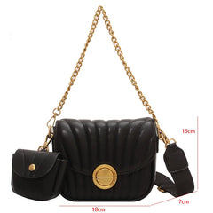 Green Shoulder Bag For Women Chain Handbags Small PU Leather Crossbody Bag