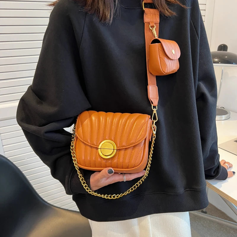 Green Shoulder Bag For Women Chain Handbags Small PU Leather Crossbody Bag