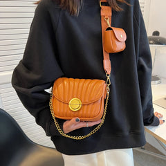 Green Shoulder Bag For Women Chain Handbags Small PU Leather Crossbody Bag