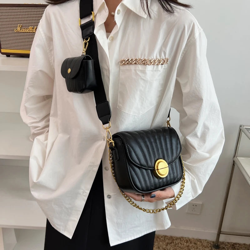 Green Shoulder Bag For Women Chain Handbags Small PU Leather Crossbody Bag