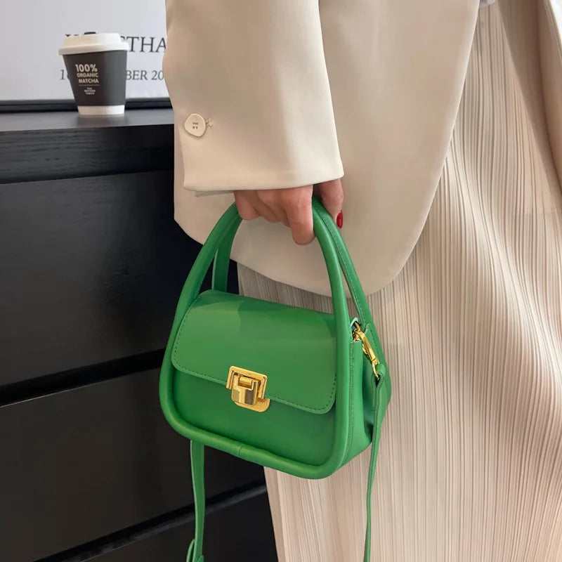 Green Female Shoulder Bags Women PU Leather Crossbody Small Flap Messenger