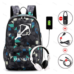 Arknights School Backpack Anti-Theft USB Charging Laptop Bag