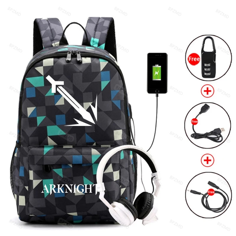Arknights Backpack Anti-Theft Student Bookbag for School Boys Girls