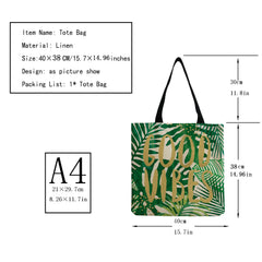 Green Leaves Plant Printed Handbags Travel Women Shoulder Bag