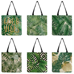 Green Leaves Plant Printed Handbags Travel Women Shoulder Bag