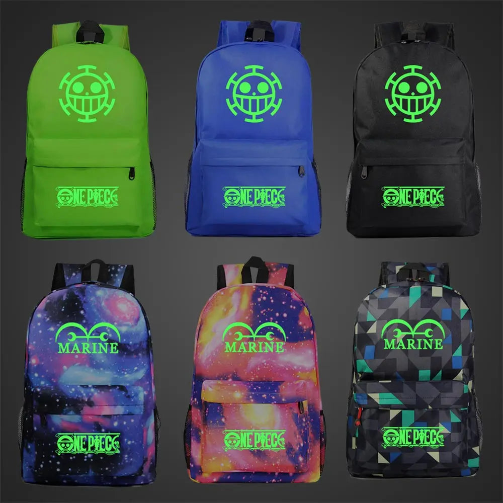 Green Luminous Cartoon One Piece Boy Girl School Bag Women Bag Pack