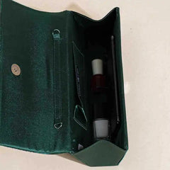 Green Pleated Clutches Bag Rhinestone Hasp Phone Purse Handbag