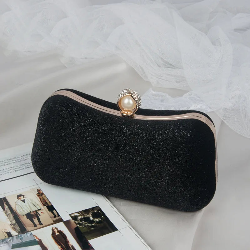 Green Shoulder Handbags for Women Flannel Clutch Purse Party Wallets