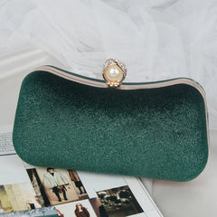 Green Shoulder Handbags for Women Flannel Clutch Purse Party Wallets