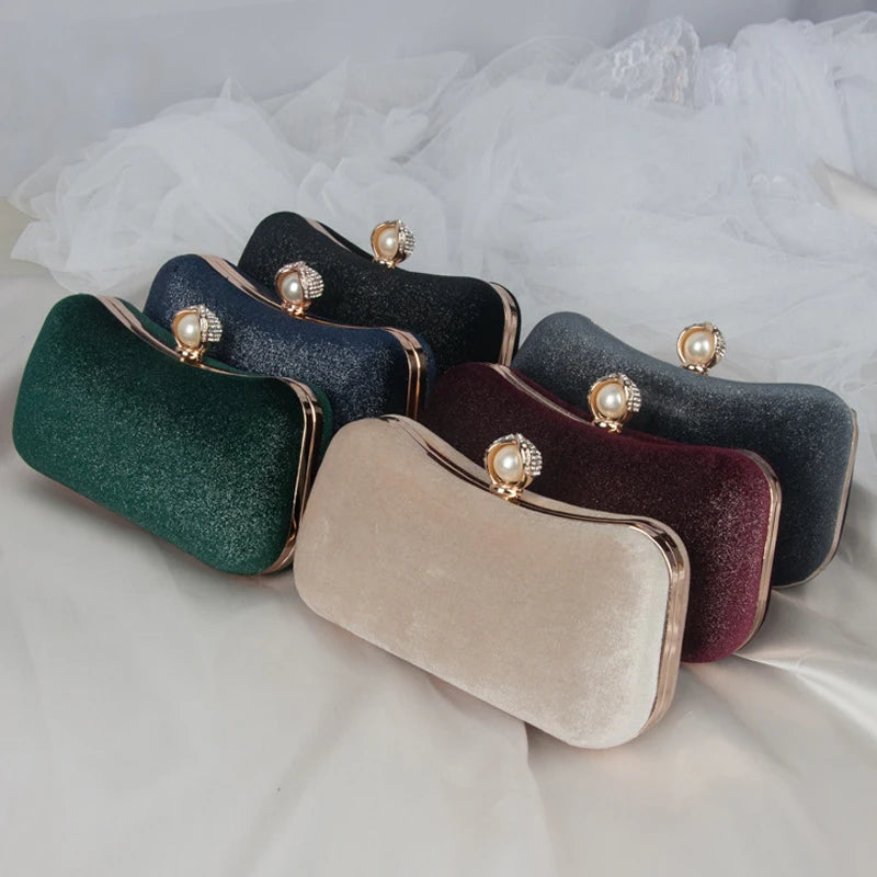 Green Shoulder Handbags for Women Flannel Clutch Purse Party Wallets