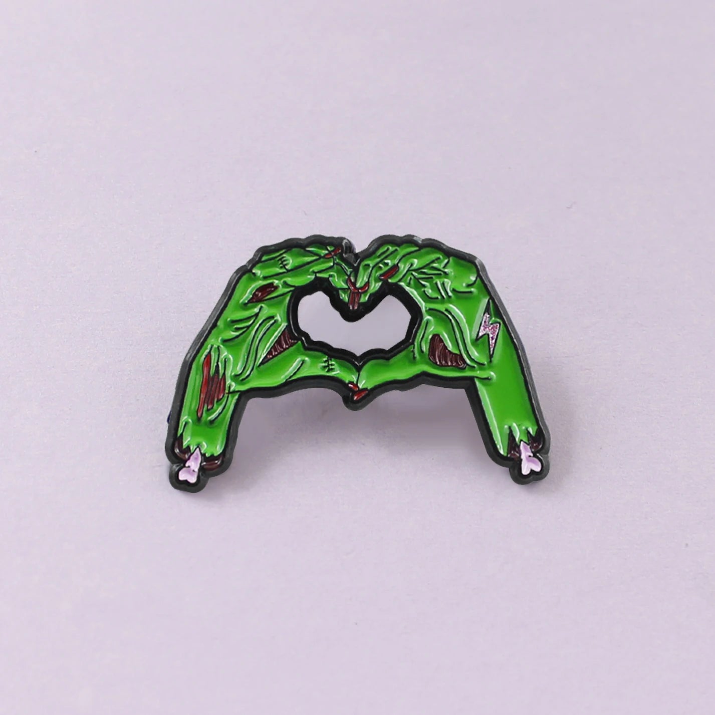 Green Skull Hands Skeleton Brooch Enamel Pin Gothic Halloween Jewelry