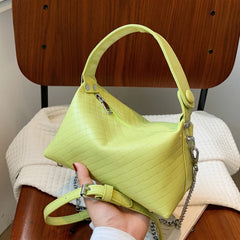 Green Weave Tote Bag Summer PU Leather Women's Handbag