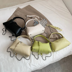 Green Weave Tote Bag Summer PU Leather Women's Handbag
