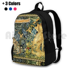 Green Floral Outdoor Hiking Backpack Waterproof Camping Travel Animals Foxes Fox
