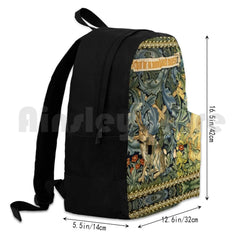 Green Floral Outdoor Hiking Backpack Waterproof Camping Travel Animals Foxes Fox