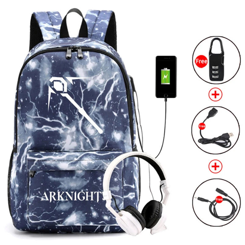 Arknights Backpack Anti-Theft Student Book Bag Rucksack