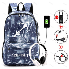 Arknights Backpack Anti-Theft Student Book Bag with USB Charging