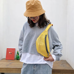 Grid Waist Bag Banana Bag Ultra-Thin Fanny Pack