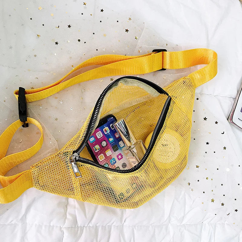 Grid Waist Bag Banana Bag Ultra-Thin Fanny Pack