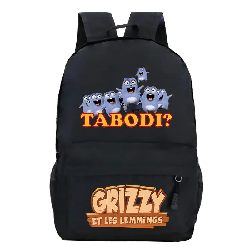 Grizzy And Les Lemmings School Backpack Boy Girl School Bags Kid Cartoon Bookbag