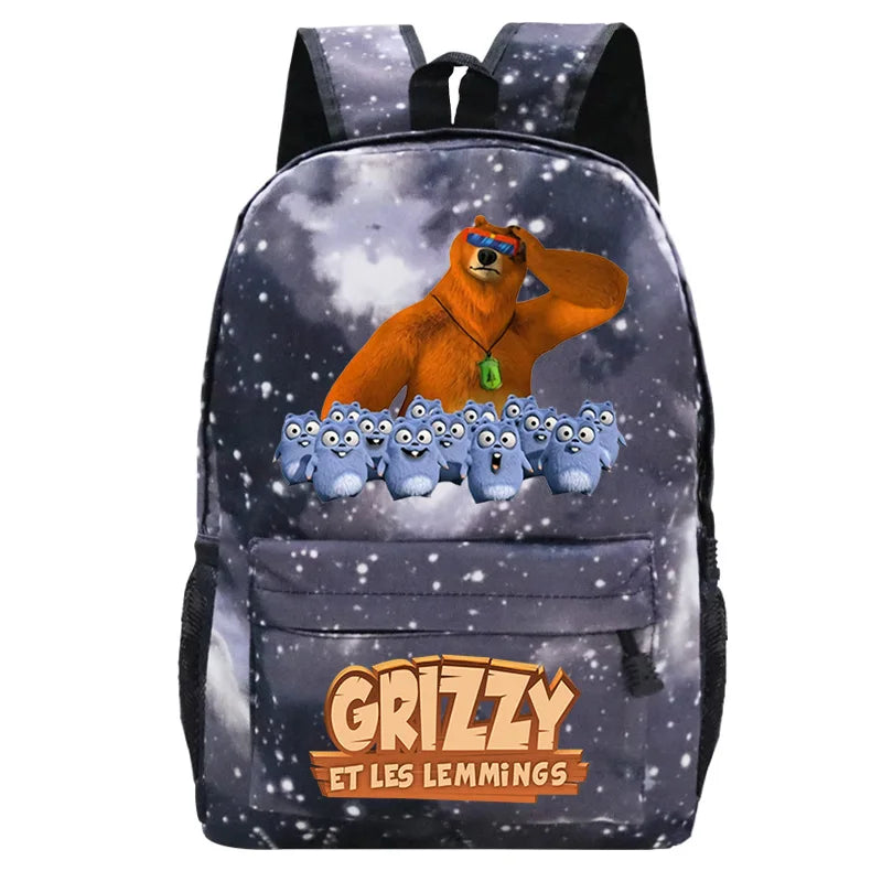 Grizzy And Les Lemmings School Backpack Boy Girl School Bags Kid Cartoon Bookbag