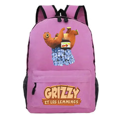 Grizzy And Les Lemmings School Backpack Boy Girl School Bags Kid Cartoon Bookbag
