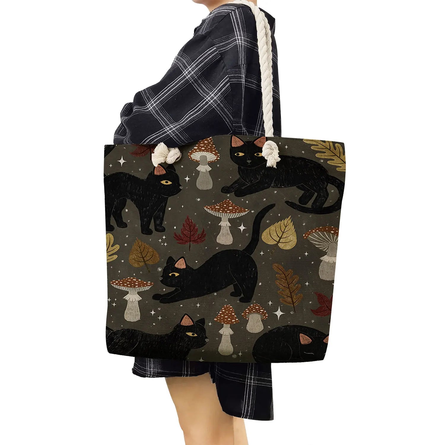 Eco Storage Handbag Women Shopping Bag Cat Print
