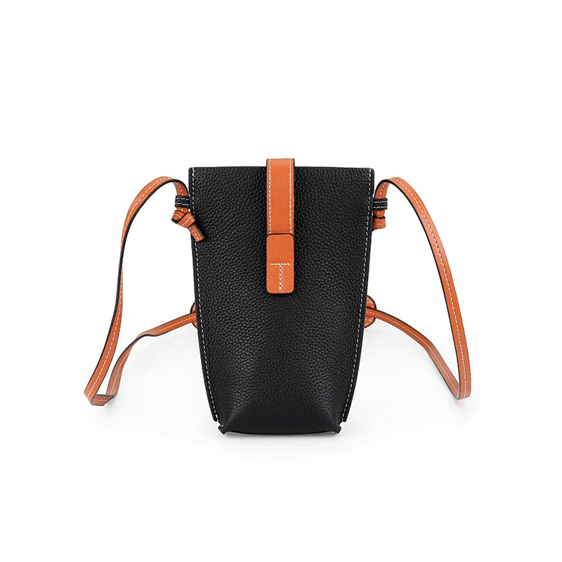 100% Leather Mobile Phone Bag Mini Messenger Bag Women Casual Style