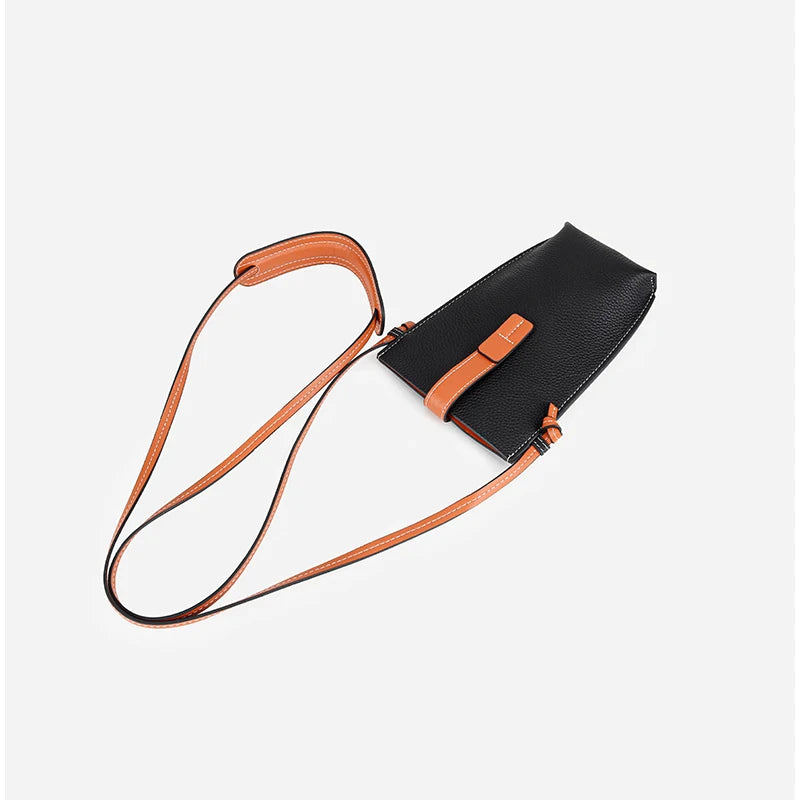 100% Leather Mobile Phone Bag Mini Messenger Bag Women Casual Style