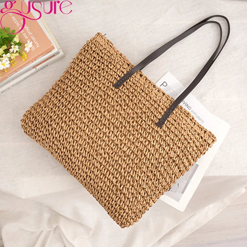 Straw Weave Beach Bags for Women Knitting Summer Holiday Large Capacity Handbags