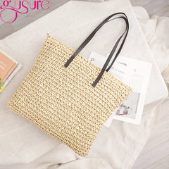 Straw Weave Beach Bags for Women Knitting Summer Holiday Large Capacity Handbags
